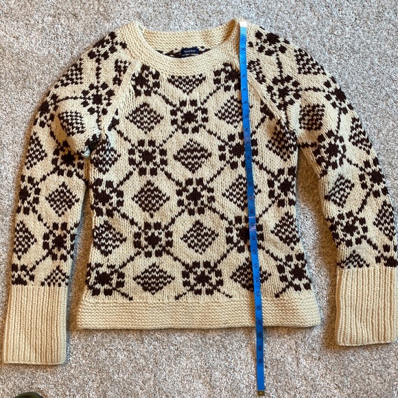 Vintage Y2K American Eagle hand knit alpine lambswool cream and brown sweater - Picture 4 of 7